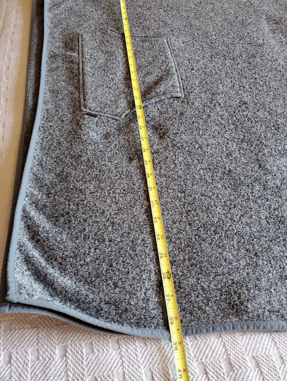 Eddie Bauer Grey Knit Fleece Pullover Hooded Poncho Cape L XL